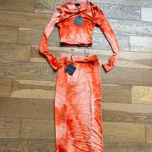 J Luxlabel orange tie dye 2 piece set